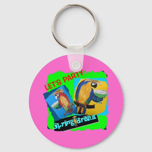 Let's Party - Parrots Keychain (Front)