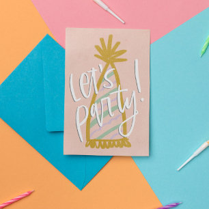 Let's Party Pastel Party Hat Birthday Card