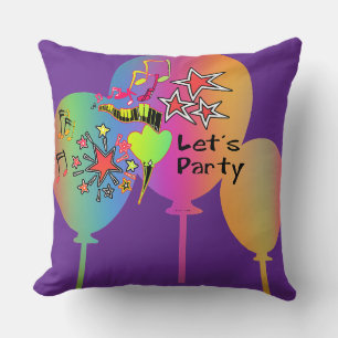 Let's Party Purple Decorative Fun Throw Pillow