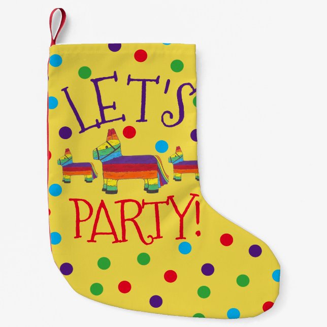 Let's Party Rainbow Donkey Piñata Celebration Small Christmas Stocking (Front)
