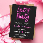 Let's Party Retro Neon Any Age Birthday Party Invitation<br><div class="desc">Get ready to ignite the night with our Let's Party Retro Neon Birthday Party Invitation! This electrifying invitation brings the vibrant energy of retro neon lights to any age celebration, setting the stage for an unforgettable party. Featuring bold neon colours and a fun retro design, this invitation captures the essence...</div>