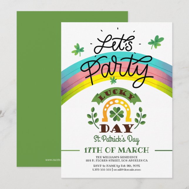 Let's Party St. Patric day Invitation (Front/Back)