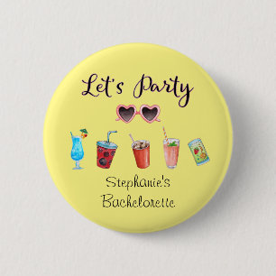 Let's Party Summer Personalized Text 2 Inch Round Button