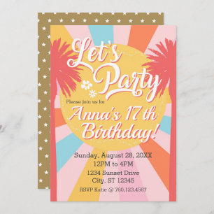Let's Party Sunshine Palms Birthday Invitation