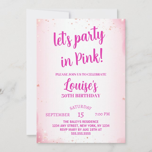 Let's Party Thirty Funny Pink 30th Birthday Party  Invitation (Front)
