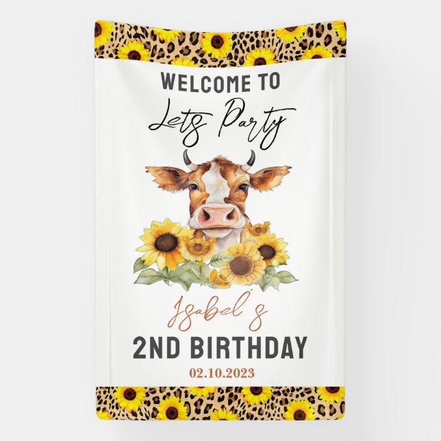 Let's Party Till the Cows Come Home 2nd Birthday Banner (Vertical)