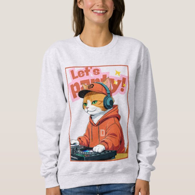 Lets Party With Orange Cat  Sweatshirt (Front)