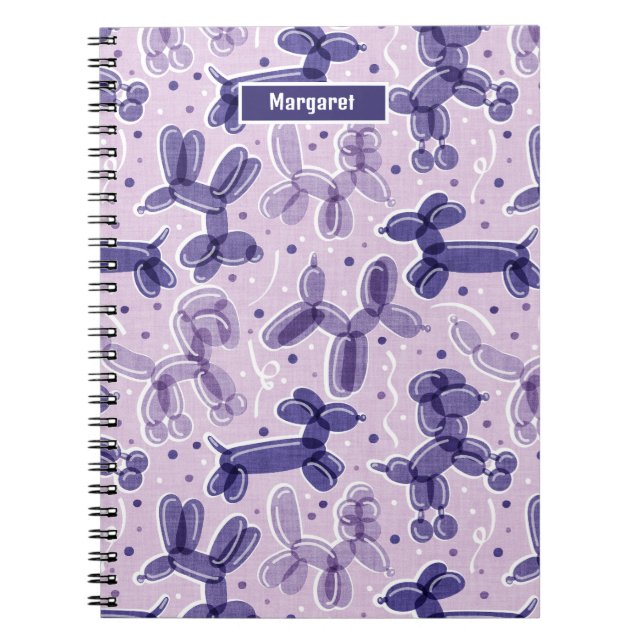 Let's paw-ty! // party shape bendable balloon dog notebook (Front)