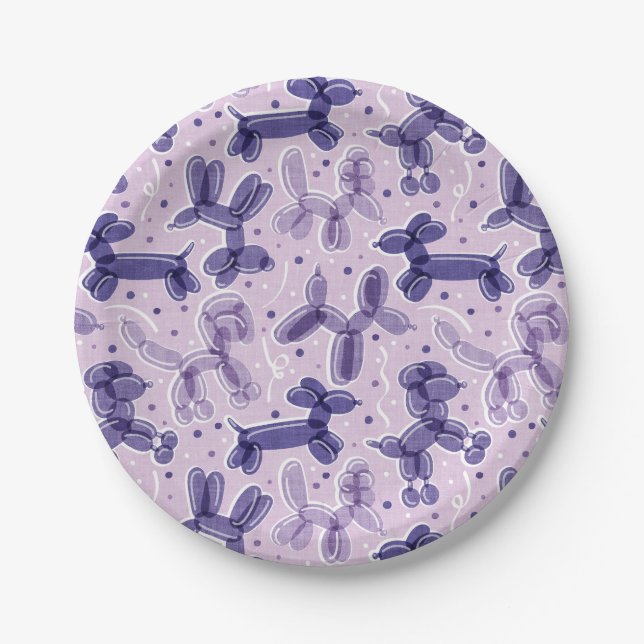 Let's paw-ty! // party shape bendable balloon dog paper plate (Front)