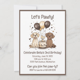 Let's Pawty Birthday Labrador Retriever Dogs Invitation