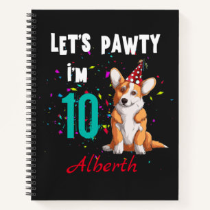 Let's Pawty Boy or Girl Birthday Party Custom Notebook
