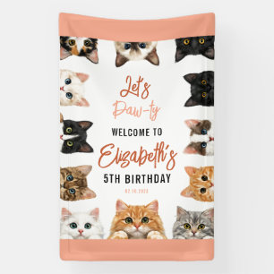 Let's Pawty Cat 5th Birthday   Custom Birthday Kid Banner