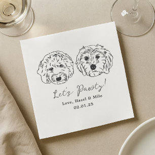 Let's Pawty Custom Dog Drawn Cocktail Wedding Napkin