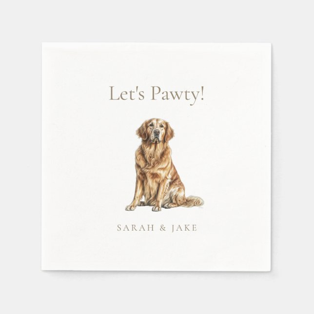 Let's Pawty! Custom Pet Wedding Cocktail Napkin (Front)