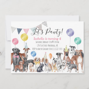 Let's Pawty Dog Birthday Invitation