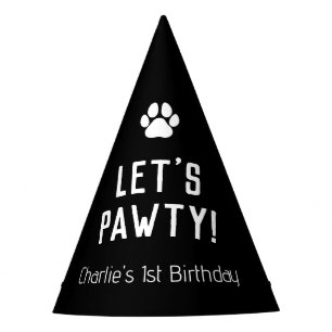 Let's Pawty Dog Birthday Party Hat Modern