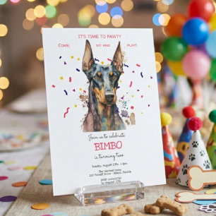 Let's pawty, dog's birthday party invitation