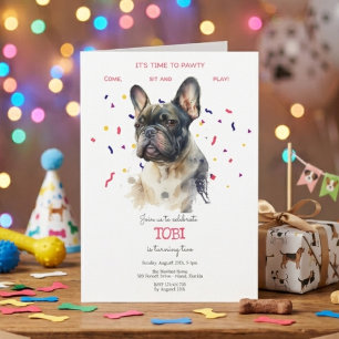 Let's pawty, dog's birthday party invitation