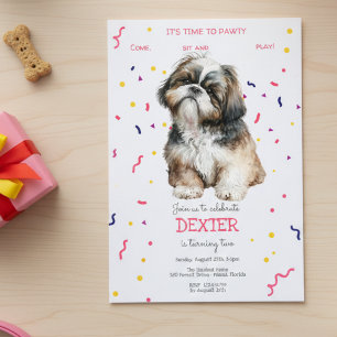 Let's pawty, dog's birthday party invitation