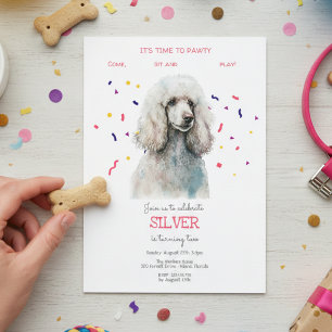 Let's pawty, dog's birthday party invitation