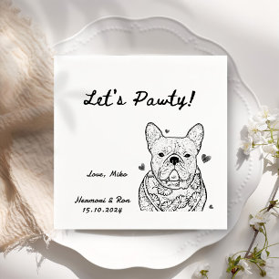 Let's Pawty Drawn Funny Dog Simple Wedding Napkin