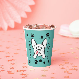Let's Pawty French Bulldog Paper Party Cups