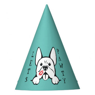 Let's Pawty French Bulldog Paper Party Hats
