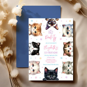 Let's Pawty Kitten Cat Birthday Invitation