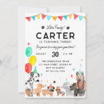 Let's Pawty Party Animal Kids Puppy Dog Birthday Invitation<br><div class="desc">Let's Pawty Party Animal Kids Puppy Dog Birthday</div>