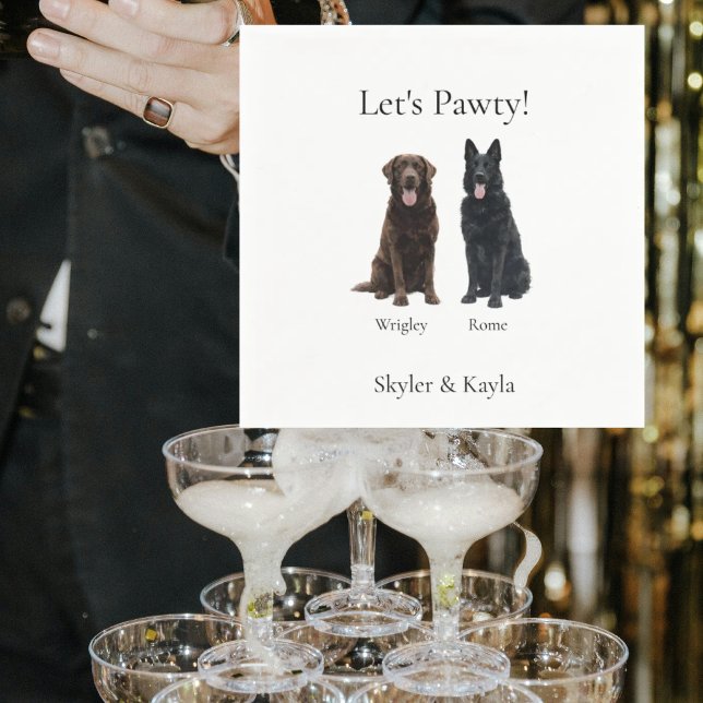 Let's Pawty! Personalized 2 Pet Cocktail Napkin (Creator Uploaded)