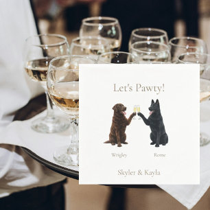 Let's Pawty! Personalized 2 Pets Toasting Cocktail Napkin