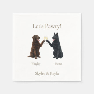 Let's Pawty! Personalized 2 Pets Toasting Cocktail Napkin