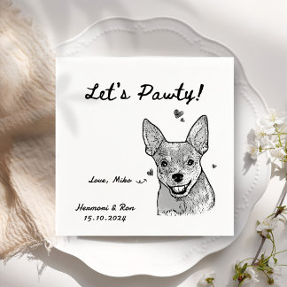 Let's Pawty Personalized Pet Simple Wedding Napkin
