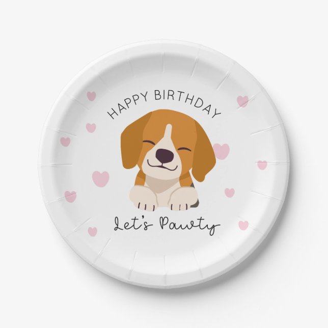 Lets Pawty Puppy Paper Plates Dog Lover Tableware (Front)