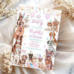 Let's Pawty Puppy Party Dog Birthday Invitation