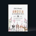 Lets Pawty Puppy Pawty Dog girl Birthday Invitation<br><div class="desc">Dog Birthday Invitation,  Puppy Pawty Invitation,  Dog Theme Birthday Invite,  Pawty Birthday Invitation.</div>