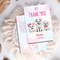 Let's pawty white pink cute puppies birthday