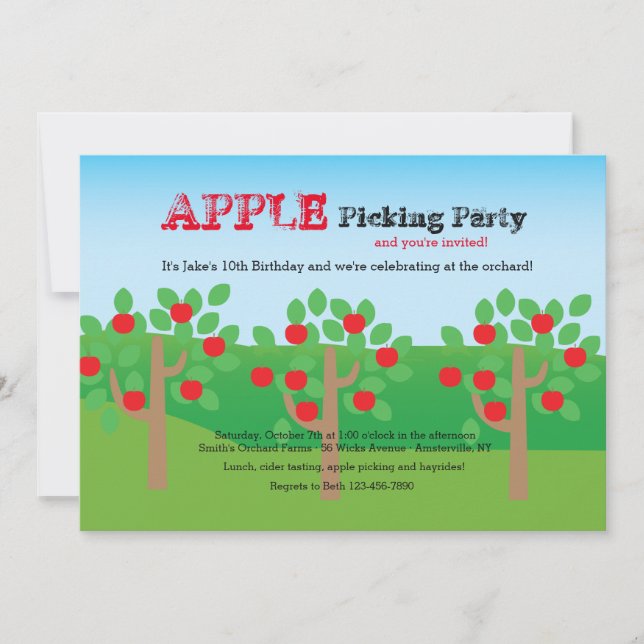 Let's Pick Apples Invitation (Front)