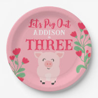 Let's Pig Out Farm Animal Floral Girls Birthday