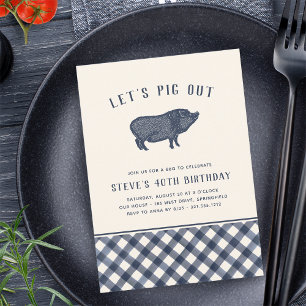 Let's Pig Out Summer BBQ Birthday Party Invitation
