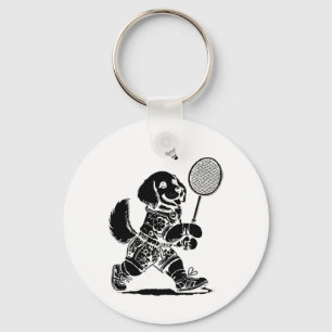 Let's Play Badminton Player Shuttle Racket Keychain