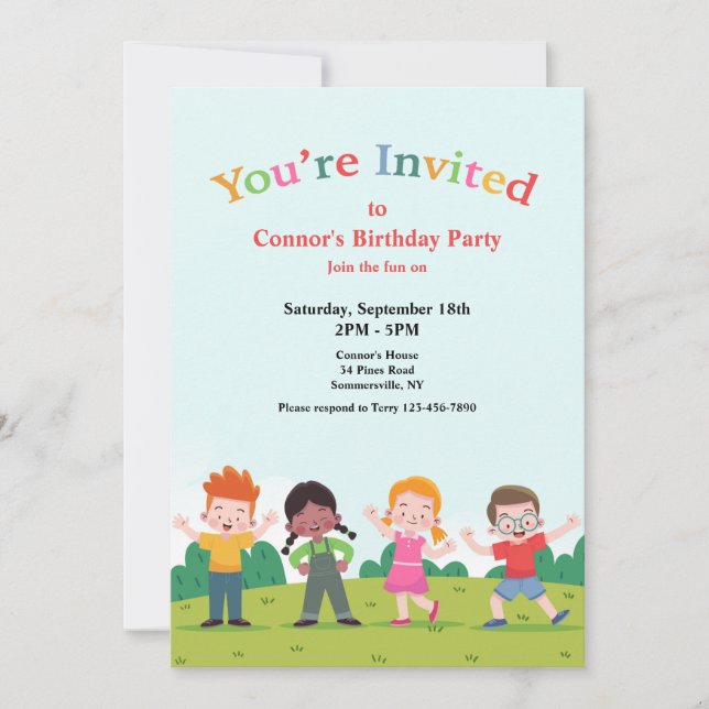 Let's Play Birthday Party Invitation (Front)