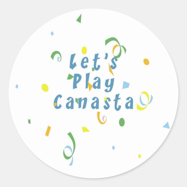 Let's Play Canasta Classic Round Sticker (Front)