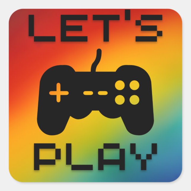Let's Play Game Controller With Red Yellow Blue Square Sticker (Front)