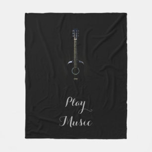 Lets Play Guitar Music Customizable Fleece Blanket