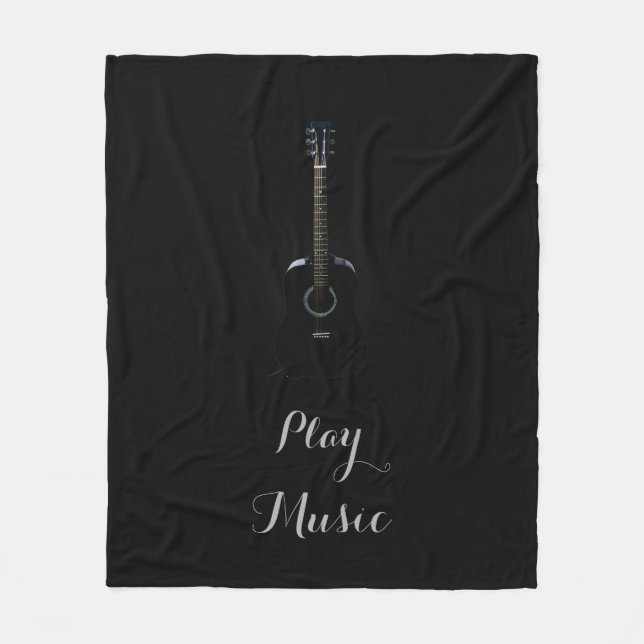 Lets Play Guitar Music Customizable Fleece Blanket (Front)