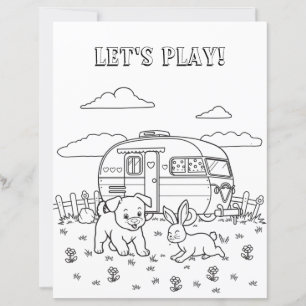 Let's Play    Kid's Camping Colouring Page