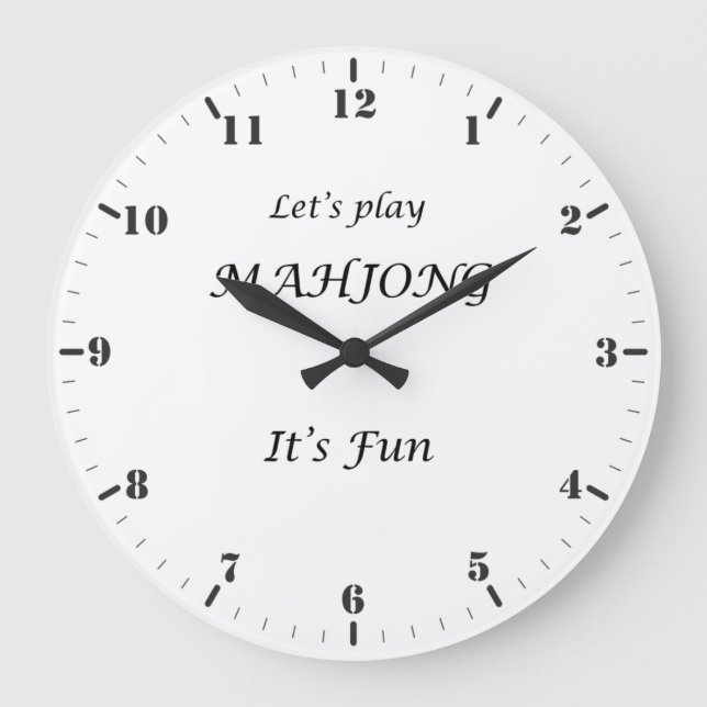 Let's Play Mahjong it's Fun Large Clock (Front)