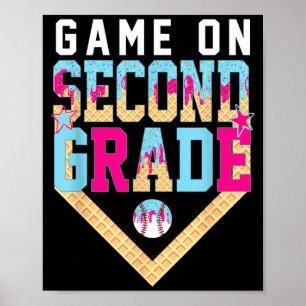 Let's Play Second 2nd Grade Baseball Back To Poster