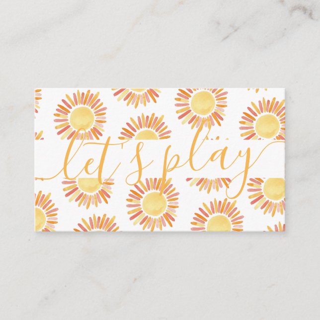 Let's Play Sunny Playdate Parent Networking Call Calling Card (Front)